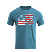 Men's 100% Cotton Patriotic American Flag Graphic Short-sleeve T-shirt