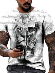 Men's Tee T-shirt Shirt 3D Print Graphic Prints Lion Print Short Sleeve Daily Tops